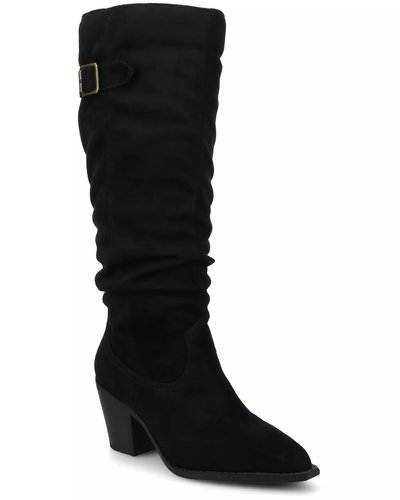 Black Suede Slouchy Knee Boots