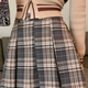 Brown Plaid Pleated Mini Skirt