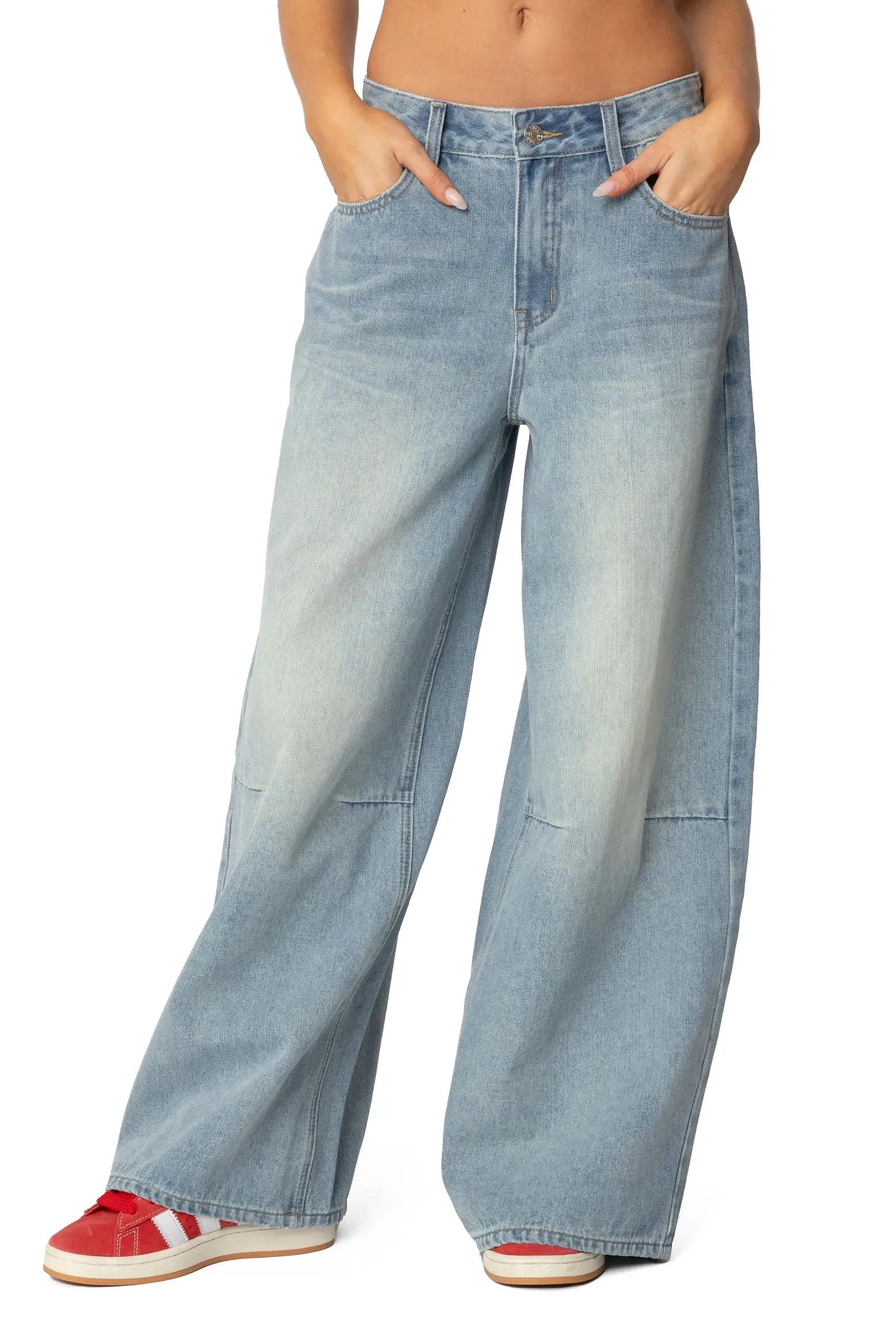 Light-Wash Wide-Leg Jeans