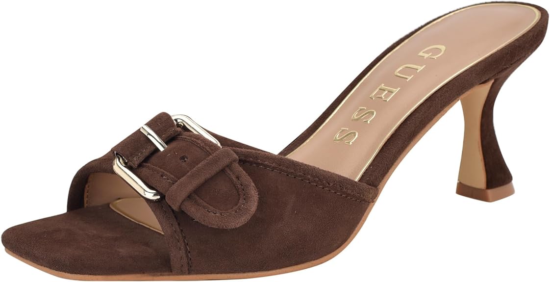 Brown Buckle Heeled Sandals