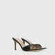 Black Square-Toe Heeled Sandals