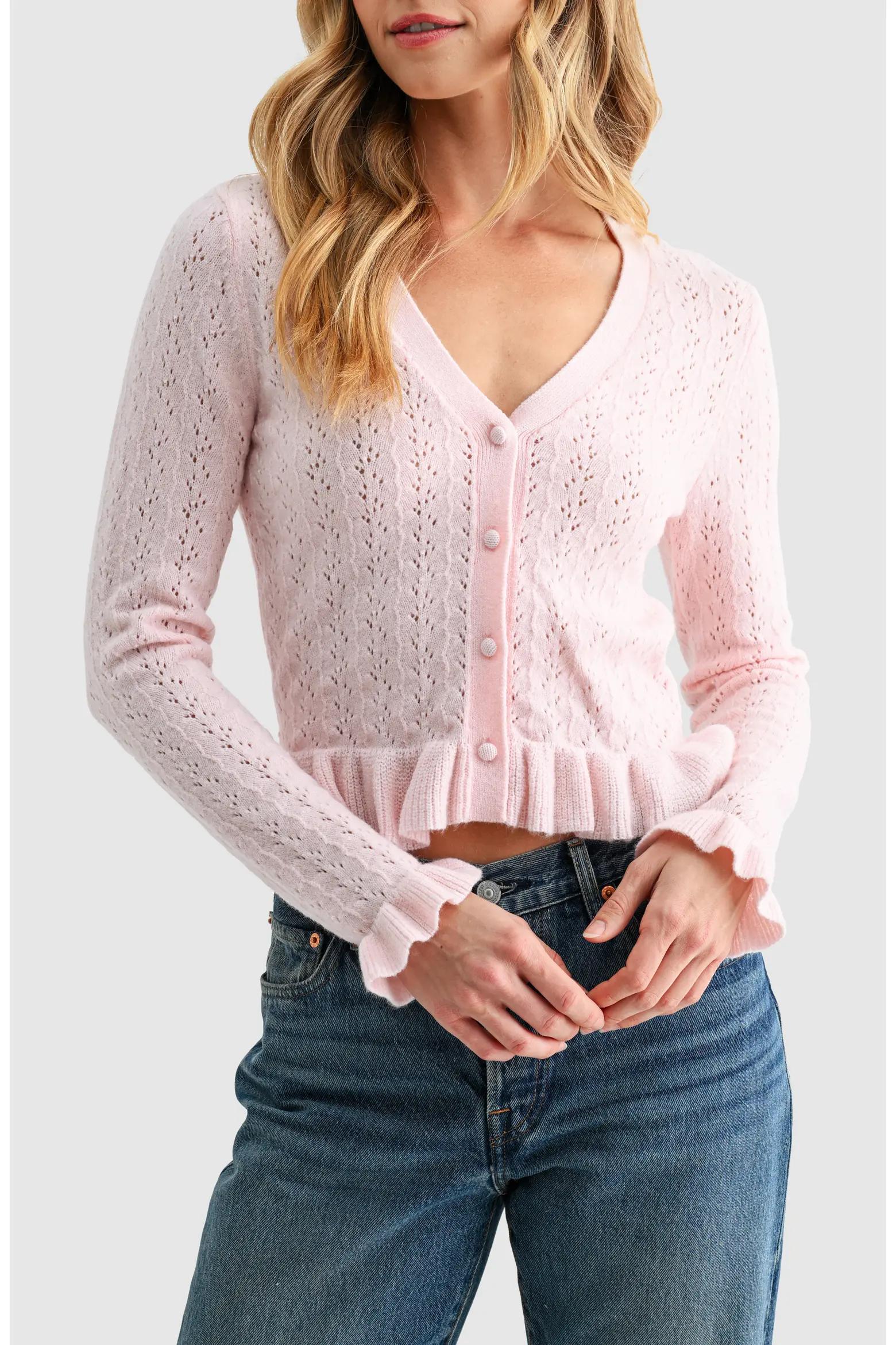 Pink Open-Front Fuzzy Cardigan