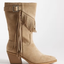 Tan Suede Fringe Cowboy Boots
