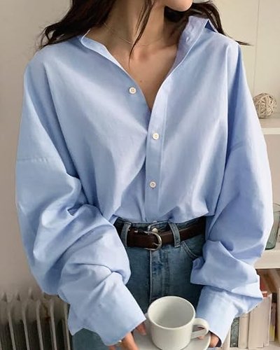 Light Blue Oversized Button-Down Shirt