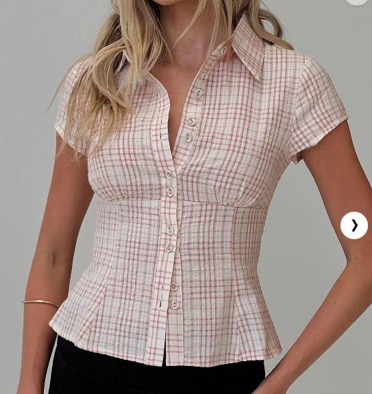 Pink Plaid Polo Crop Top