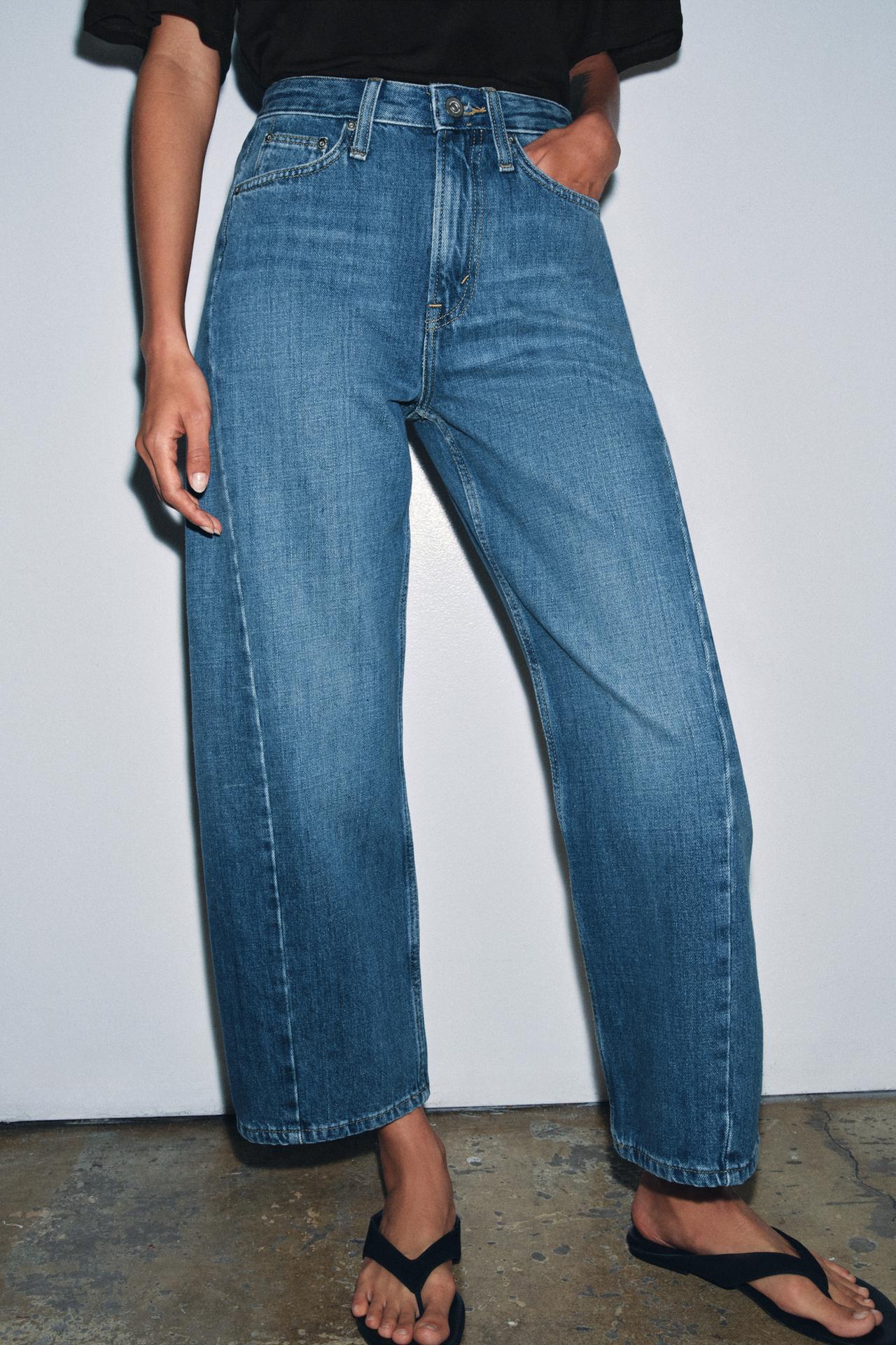 Mid-Wash Straight Jeans