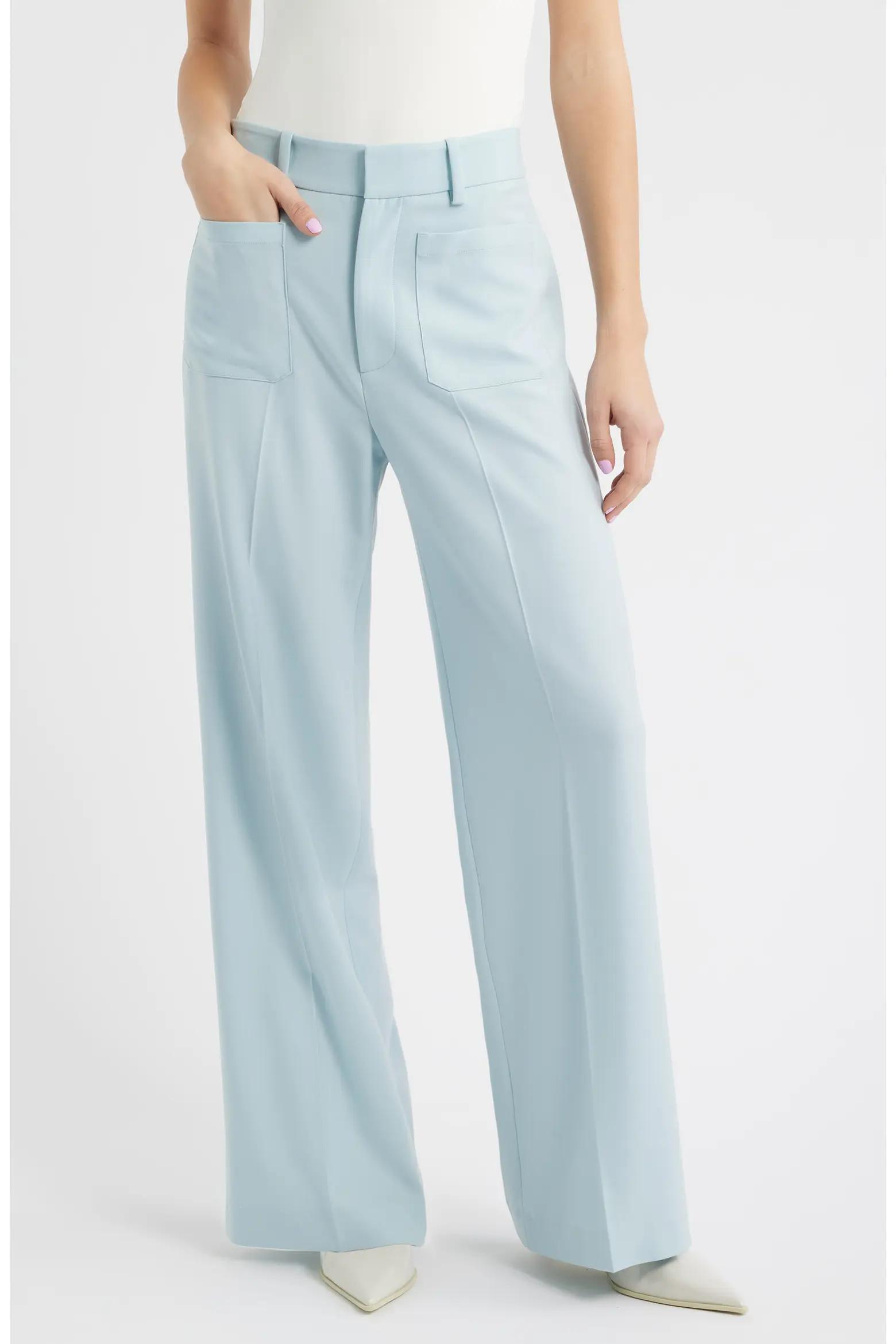 Light Blue Wide-Leg Trousers