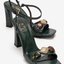 Green Jeweled Block-Heel Sandals