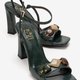 Green Jeweled Block-Heel Sandals