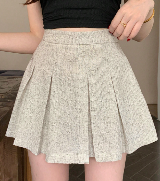 Light Grey Pleated Mini Skirt