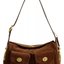 Braune Schultertasche aus Veloursleder