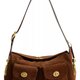Braune Schultertasche aus Veloursleder