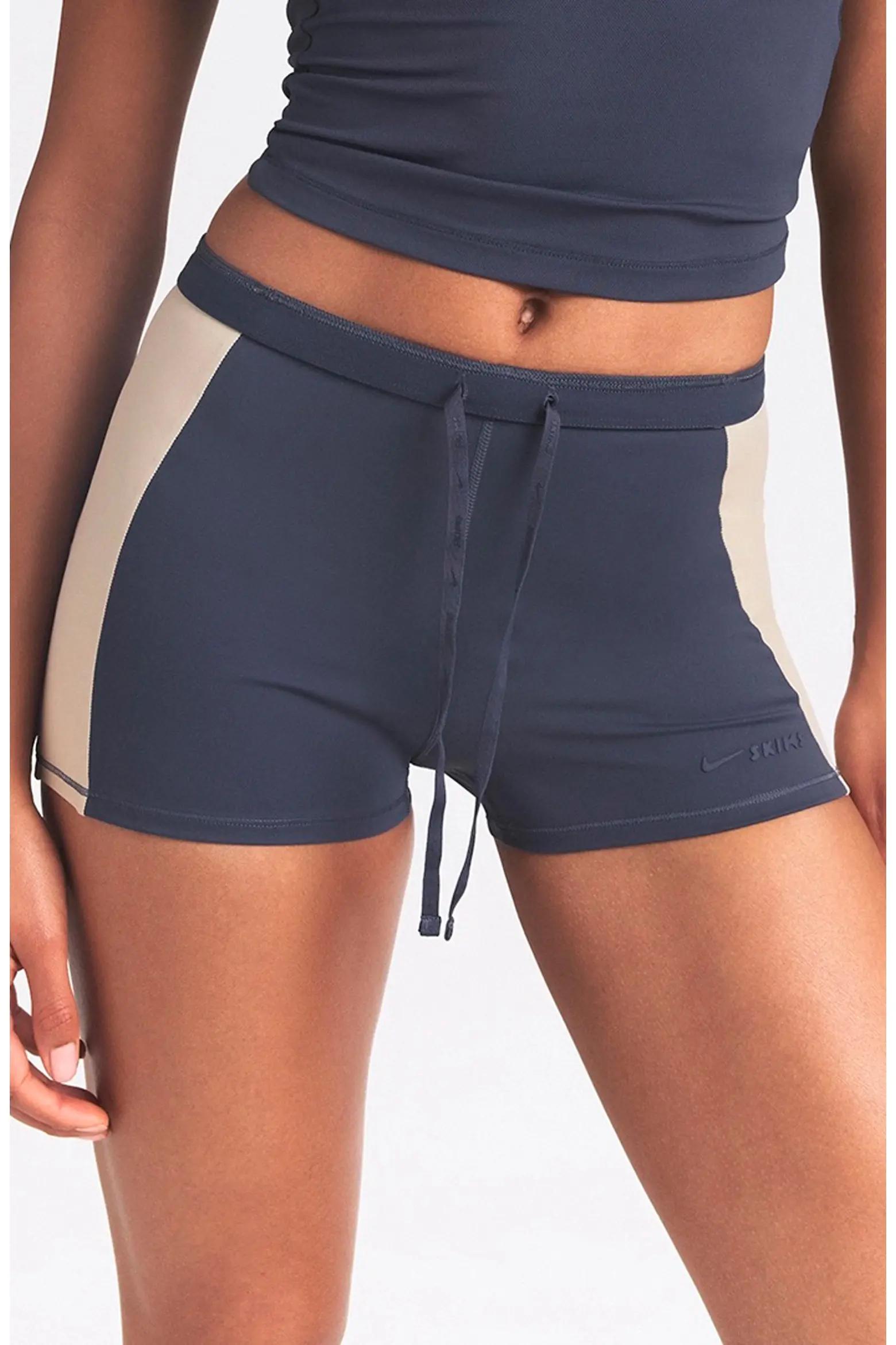 Navy Contrast-Panel Running Shorts