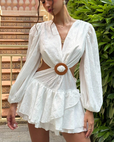 Weißes Rüschen-Minikleid