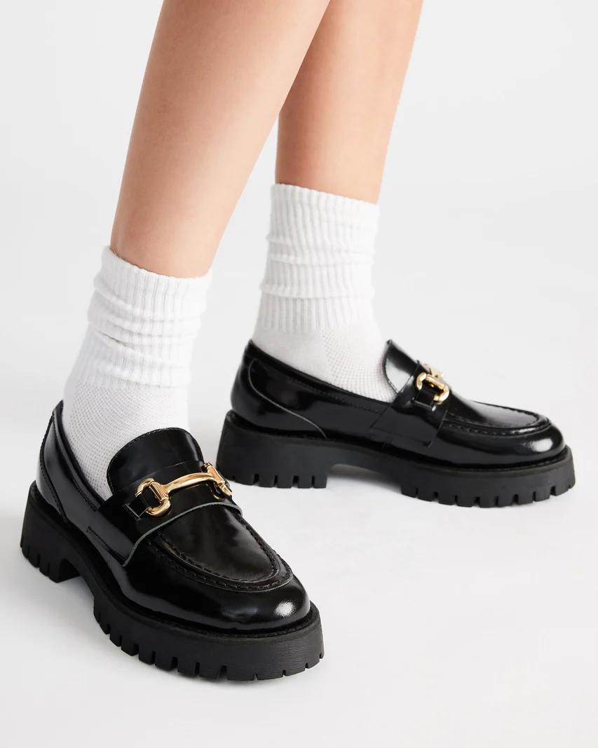 Black Chunky Bit Loafers