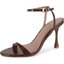 Brown Patent Ankle-Strap Heeled Sandals