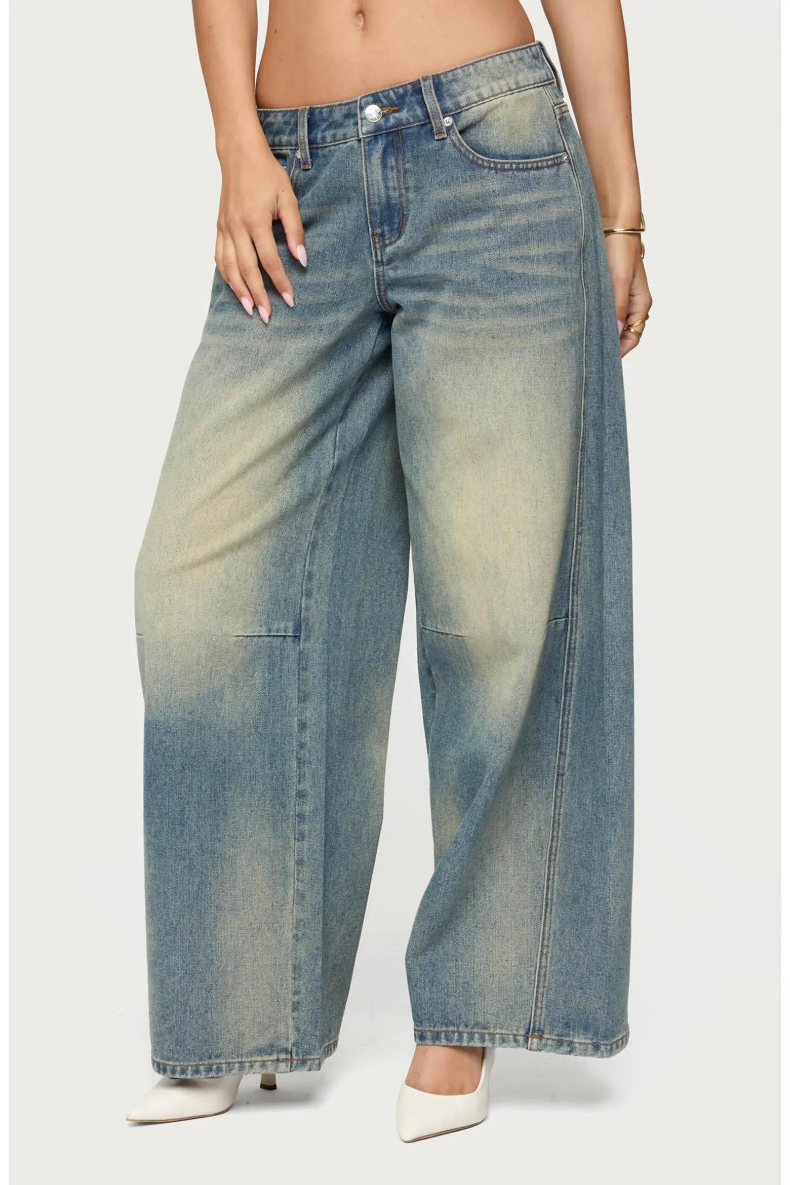Faded Blue Wide-Leg Jeans