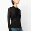 Black Draped Sheer Mesh Top