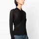 Black Draped Sheer Mesh Top