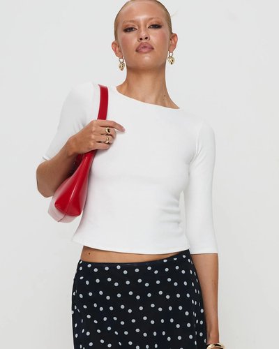 White Half-Sleeve Crop Top