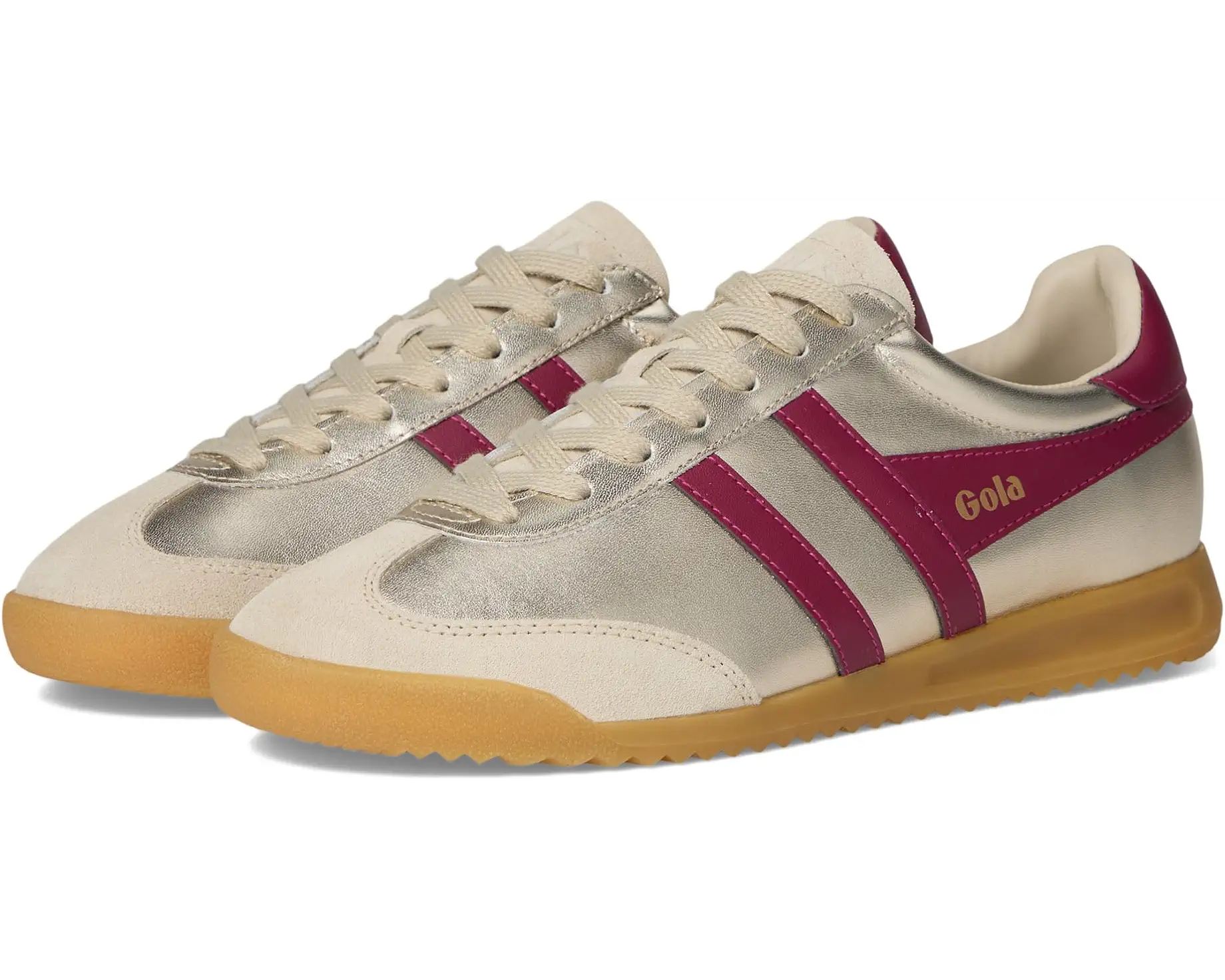 White and Burgundy Low-Top Sneakers