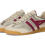 White and Burgundy Low-Top Sneakers