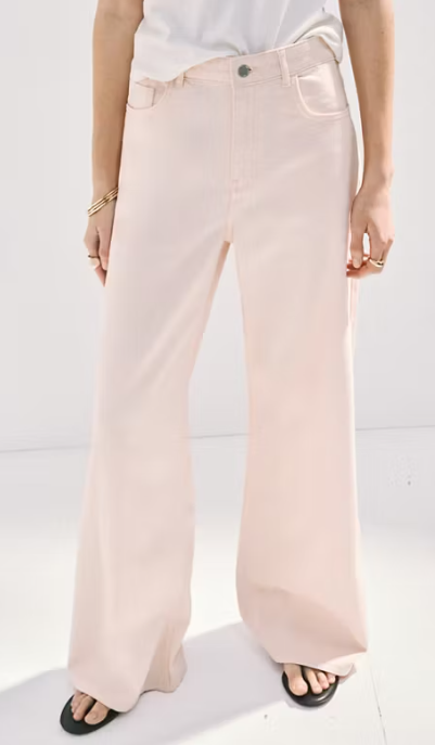 Pale Pink Wide-Leg Jeans