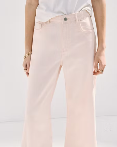 Pale Pink Wide-Leg Jeans