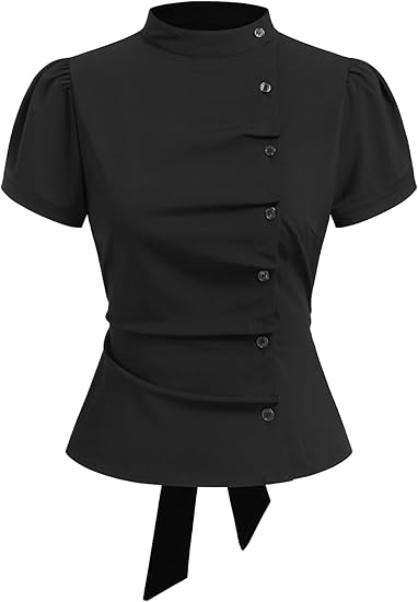 Black Buttoned Fitted Top
