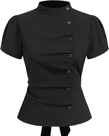 Black Buttoned Fitted Top