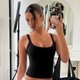 Black Ribbed Square-Neck Tank