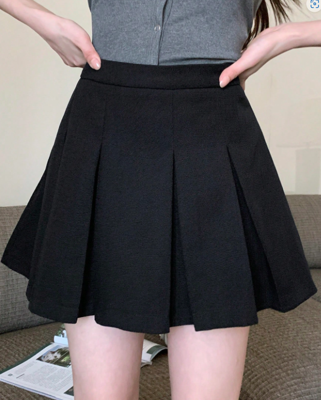 Black Pleated Mini Skirt