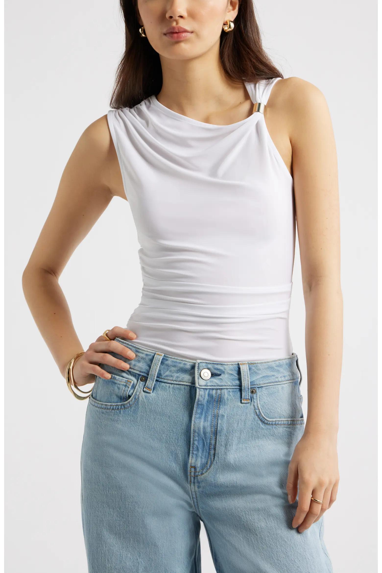 White Draped-Neck Tank