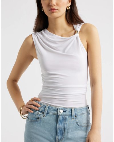 White Draped-Neck Tank