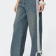 Blue Side-Stripe Wide-Leg Jeans