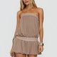 Taupe Strapless Ruffle Mini Dress