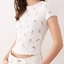 Pink Floral Fitted Crop Top
