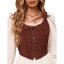 Brown Lace-Up Corset Top