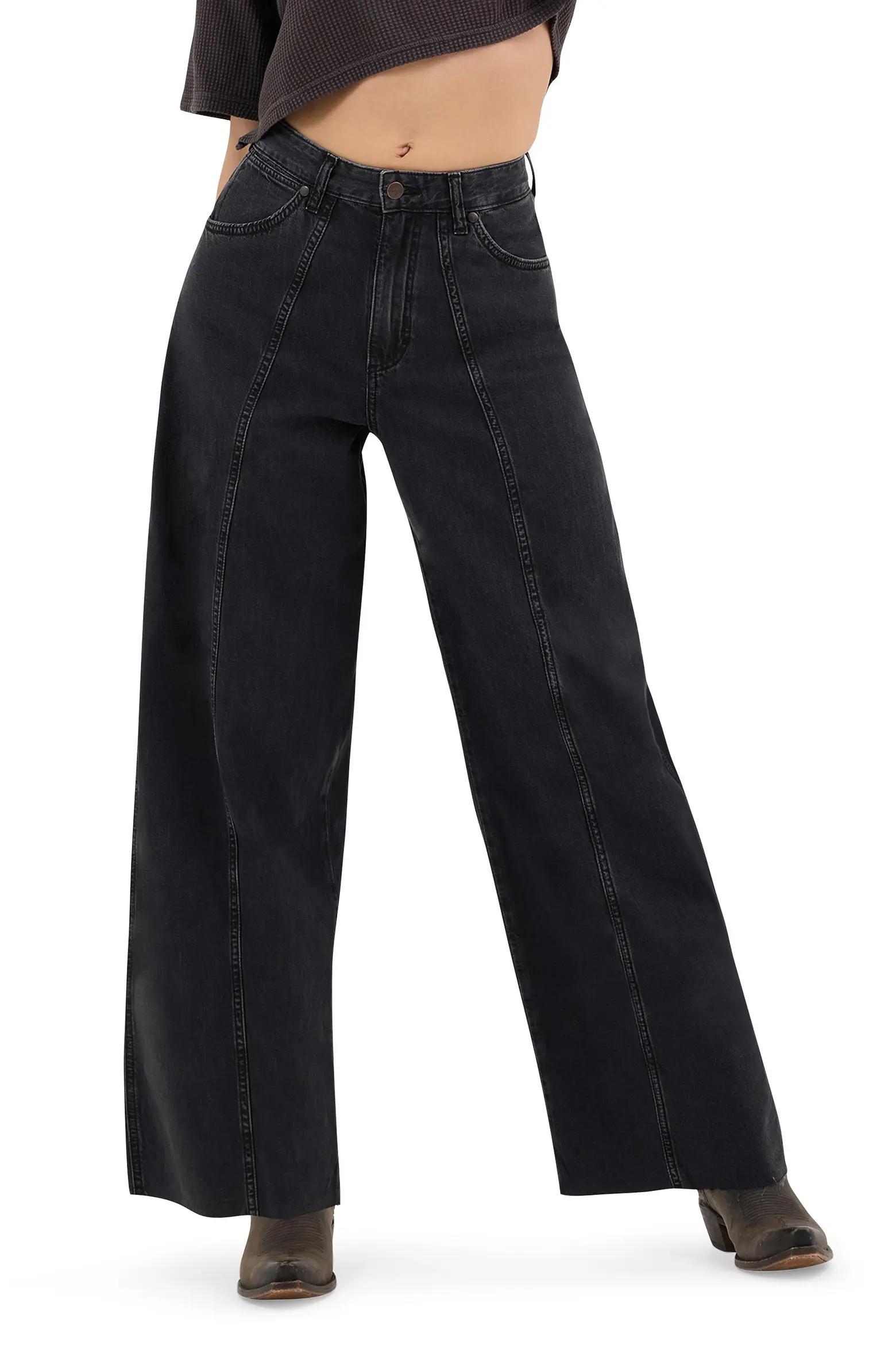 Washed Black Wide-Leg Jeans
