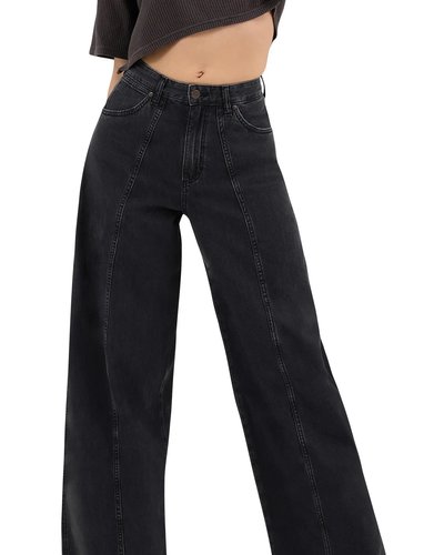 Washed Black Wide-Leg Jeans