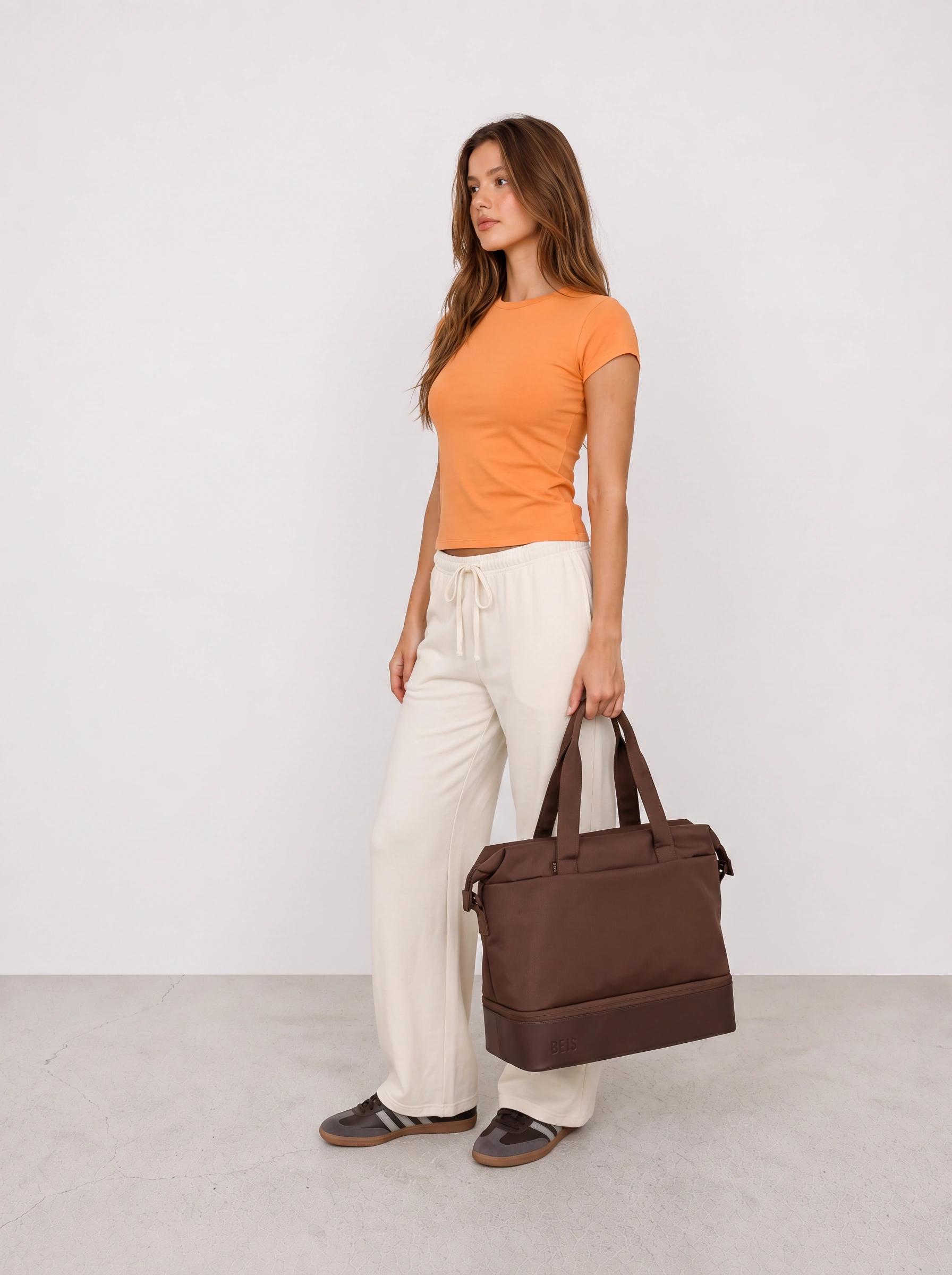 Orange Tee and Cream Lounge Pants Outfit