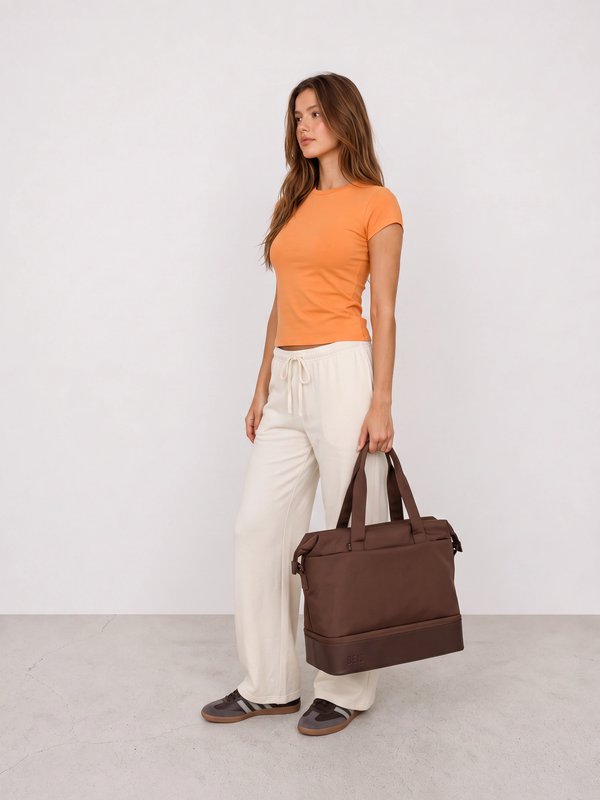 Orange Tee and Cream Lounge Pants Outfit