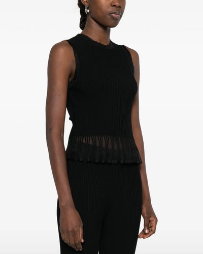 Black Peplum Knit Tank