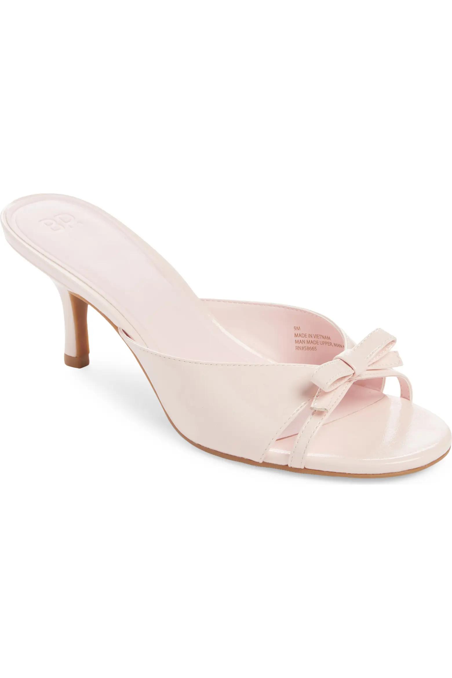 Pink Bow Heeled Mules