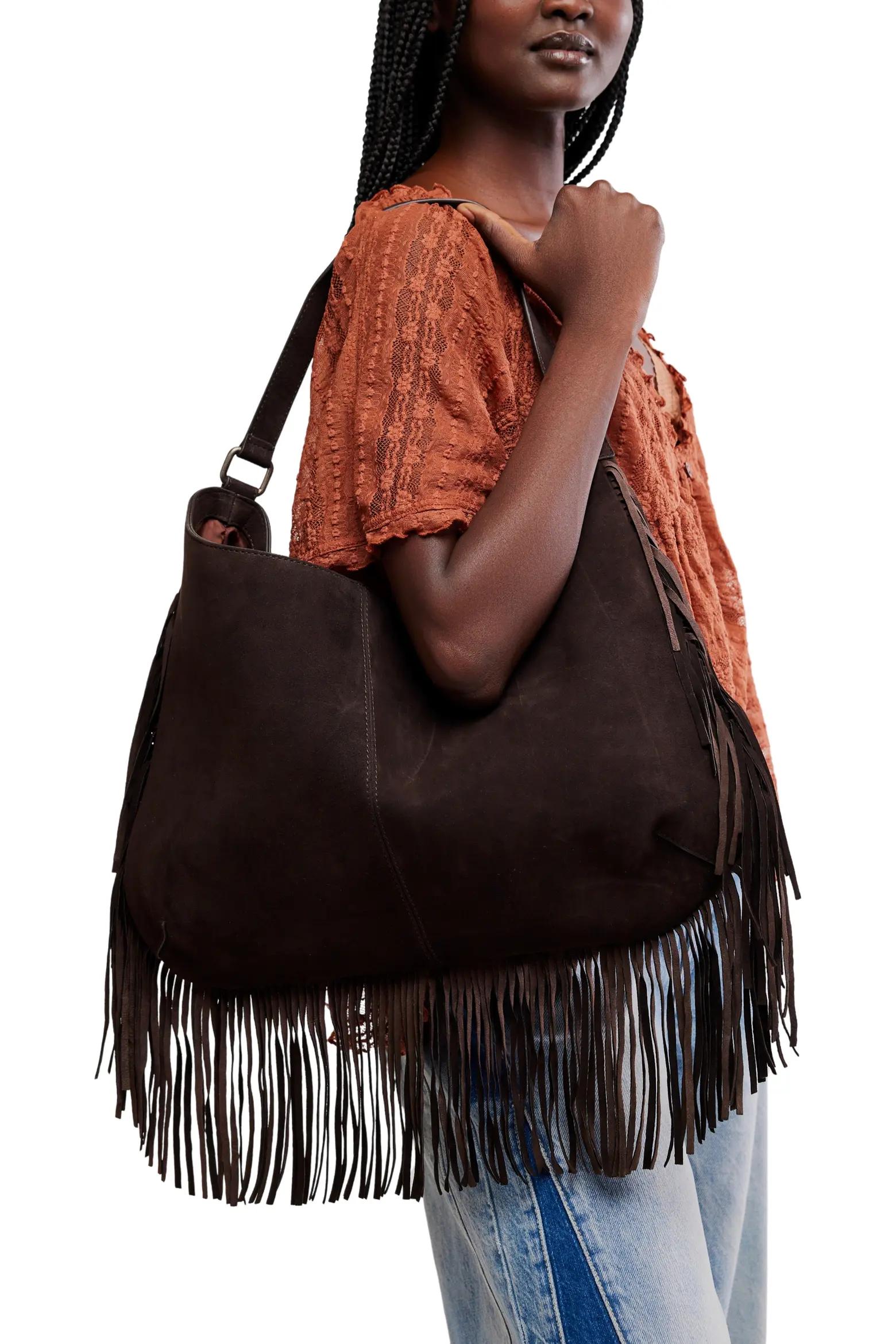 Brown Fringed Shoulder Bag