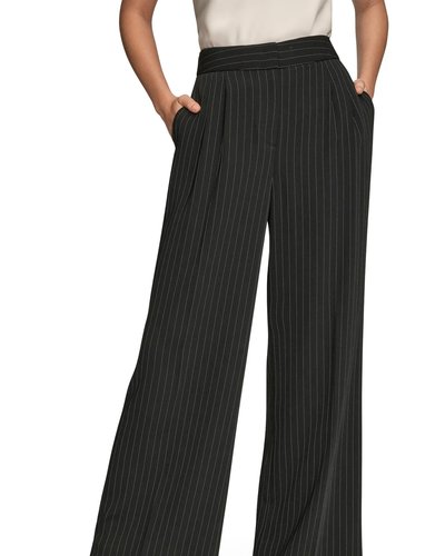 Black Pinstripe Wide-Leg Trousers