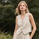 Cream Linen Button Vest