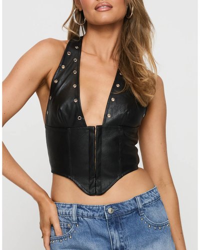 Black Leather Corset Top