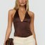 Brown Plunge Corset Top