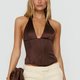 Brown Plunge Corset Top